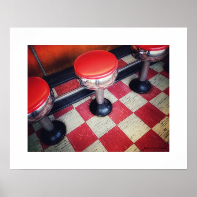 Vintage Diner Stools Poster Print  (Front)