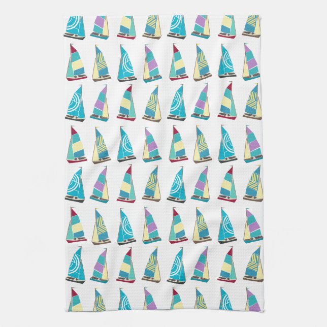 Vintage Dinghies Tea Towel (Vertical)
