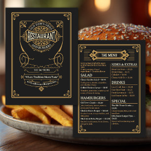 Vintage Dining Old‑Time Hamburger and Grill Menu
