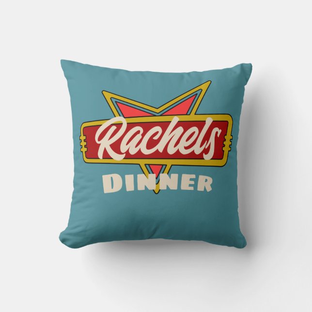 Vintage dinner sign costumisable retro cushion (Front)