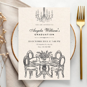 Vintage dinner table graduation invitation