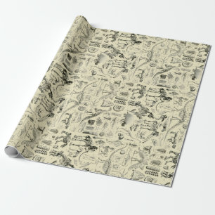 Vintage Dinosaur Bone Fossils Art Wrapping Paper