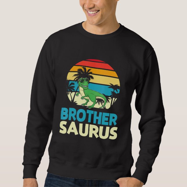 Vintage Dinosaur Dancing Happy Brother Saurus Cous Sweatshirt (Front)