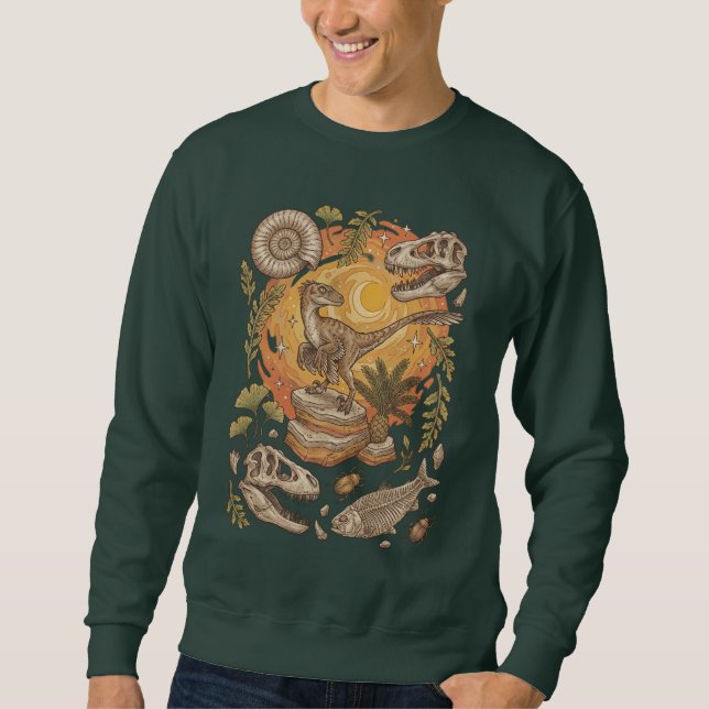 Vintage Dinosaur Fossil Illustration Sweatshirt (Front)