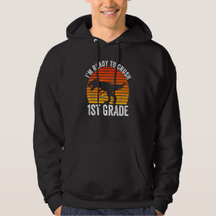 Vintage Dinosaur I'm Ready To Crush 1st Grade Back Hoodie