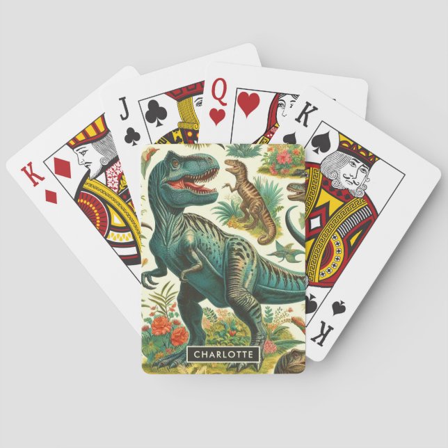 Vintage Dinosaur Painting Playing Cards (Back)