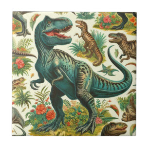 Vintage Dinosaur Painting Tile