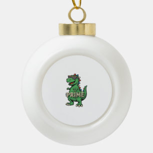 Vintage Dinosaur Sunglasses Prime Cartoon Shirt_1 Ceramic Ball Christmas Ornament