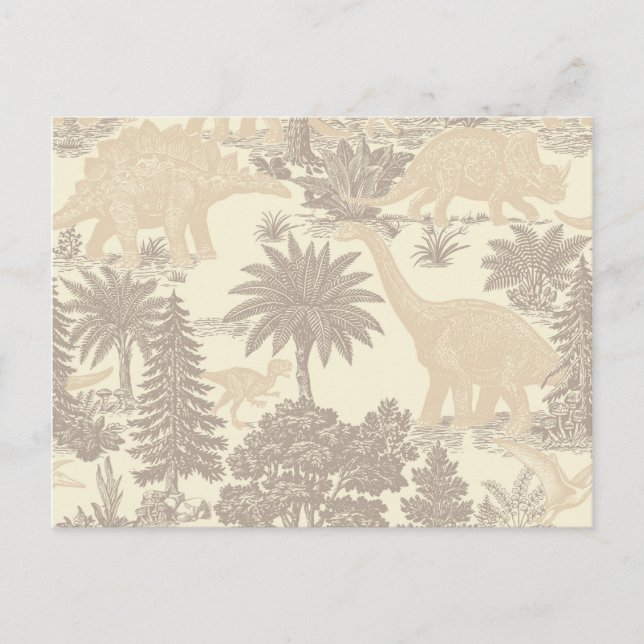 Vintage Dinosaur Toile Pattern Postcard (Front)