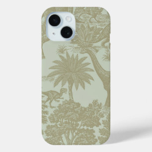 Vintage Dinosaur Toile Pattern Prehistoric Jungle iPhone 15 Case