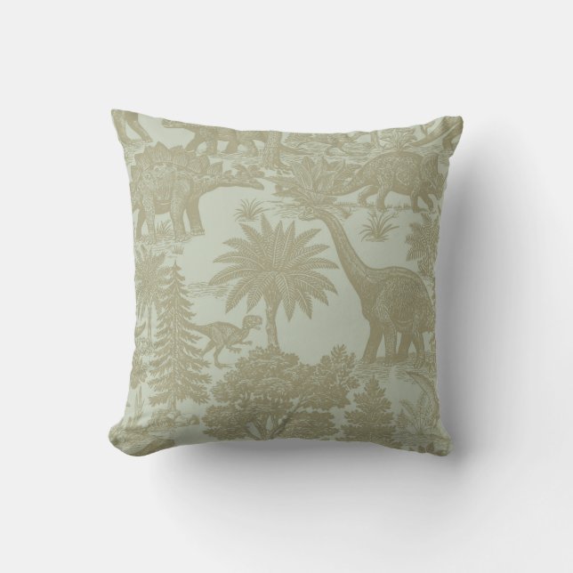 Vintage Dinosaur Toile Pattern Prehistoric Jungle  Cushion (Front)