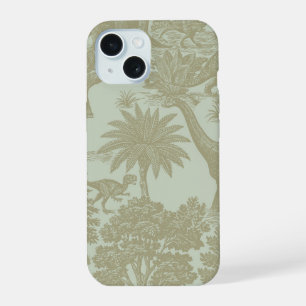Vintage Dinosaur Toile Pattern Prehistoric Jungle  iPhone 15 Case