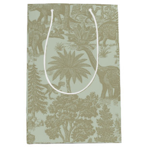 Vintage Dinosaur Toile Pattern Prehistoric Jungle  Medium Gift Bag