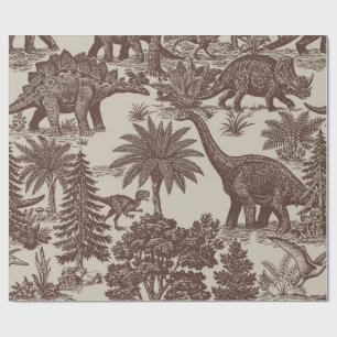 Vintage Dinosaur Toile Pattern Wrapping Paper