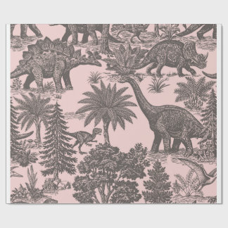 Vintage Dinosaur Toile Pattern Wrapping Paper