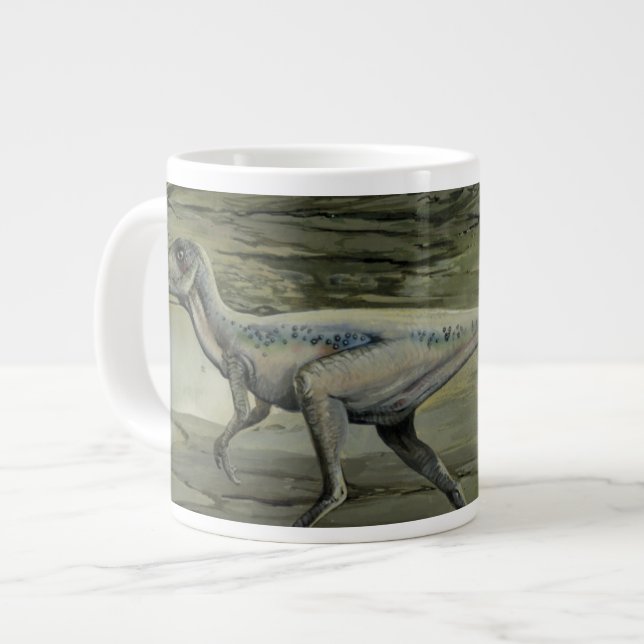Vintage Dinosaurs, a Cretaceous Hypsilophodon Large Coffee Mug (Front Left)
