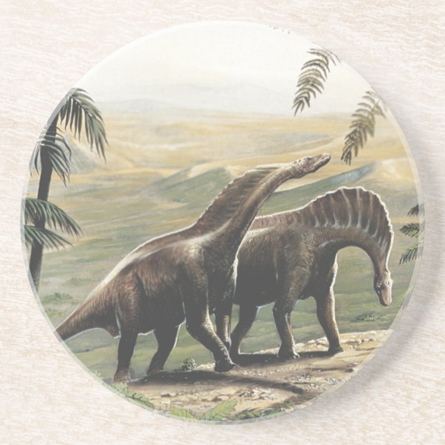 Vintage Dinosaurs, Amargasaurus with Palm Trees Coaster (Front)