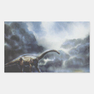 Vintage Dinosaurs, Barapasaurus with Storm Clouds Rectangular Sticker