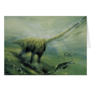 Vintage Dinosaurs, Brachiosaurus Swimming in Ocean