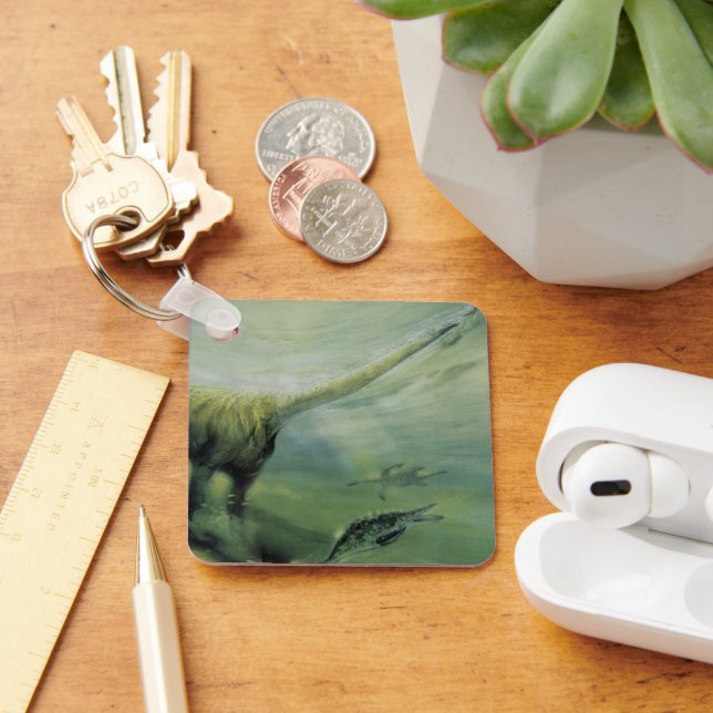 Vintage Dinosaurs, Brachiosaurus Swimming in Ocean Key Ring (Desk)