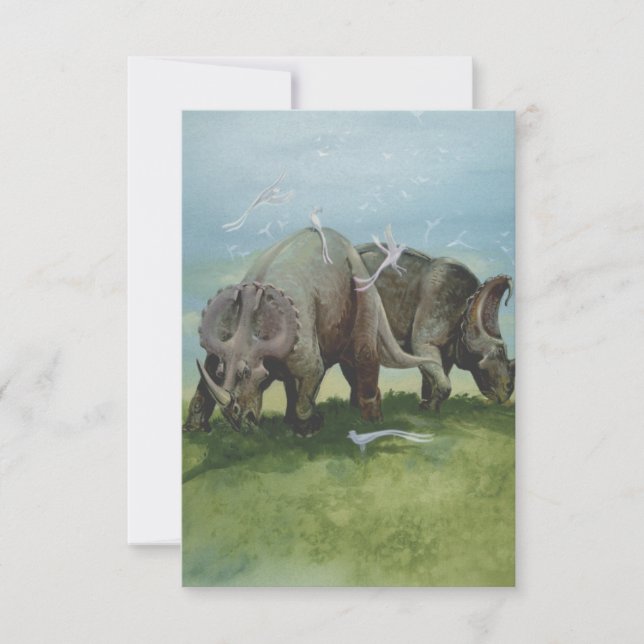 Vintage Dinosaurs, Centrosaurus Grazing in Meadow (Front)