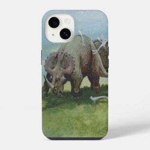 Vintage Dinosaurs, Centrosaurus Grazing in Meadow iPhone 14 Case
