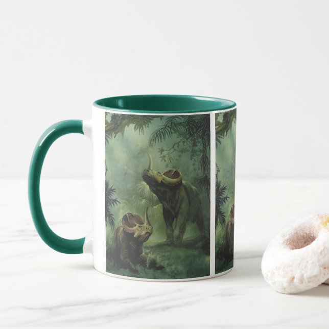 Vintage Dinosaurs, Centrosaurus in the Jungle Mug (With Donut)