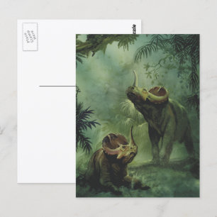 Vintage Dinosaurs, Centrosaurus in the Jungle Postcard