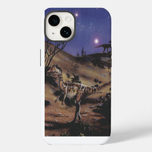 Vintage Dinosaurs, Dilophosaurus on a Starry Night iPhone 14 Case