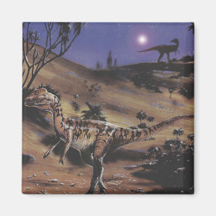 Vintage Dinosaurs, Dilophosaurus on a Starry Night Magnet