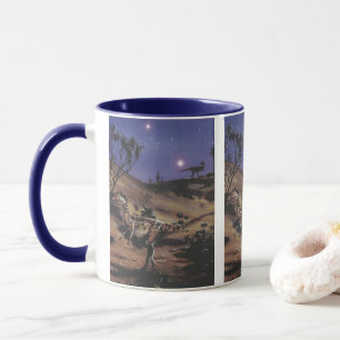 Vintage Dinosaurs, Dilophosaurus on a Starry Night Mug