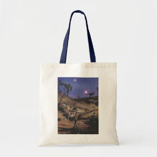 Vintage Dinosaurs, Dilophosaurus on a Starry Night Tote Bag
