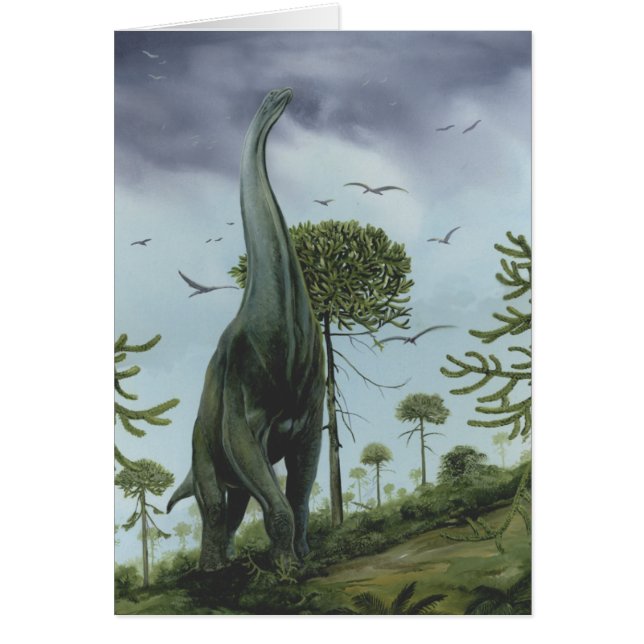 Vintage Dinosaurs, Sauroposeidon with Birds Flying (Front)