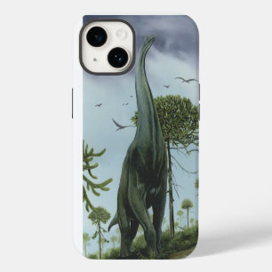 Vintage Dinosaurs, Sauroposeidon with Birds Flying iPhone 14 Case