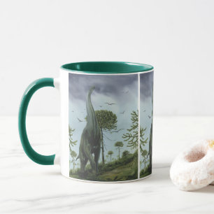 Vintage Dinosaurs, Sauroposeidon with Birds Flying Mug