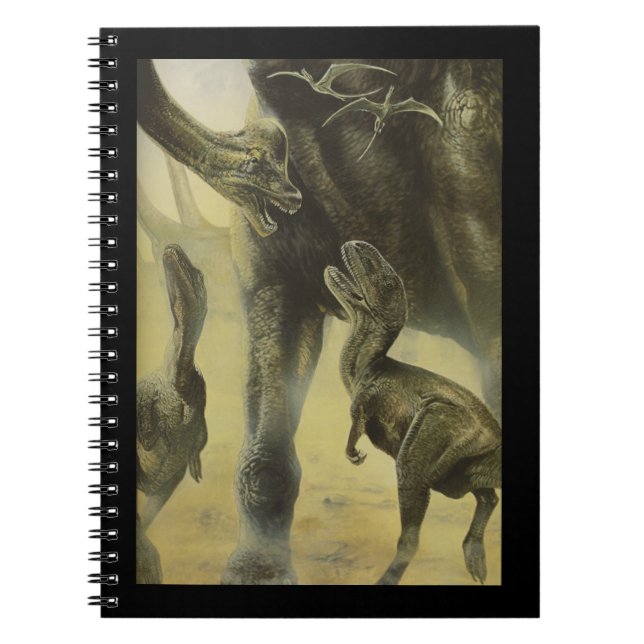 Vintage Dinosaurs, Torvosaurus and Brachiosaurus Spiral Notebook (Front)