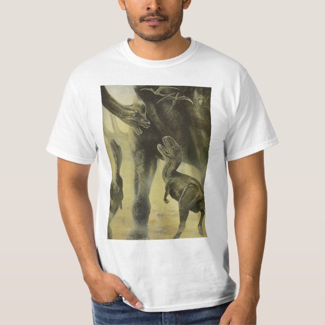 Vintage Dinosaurs, Torvosaurus and Brachiosaurus T-Shirt (Front)