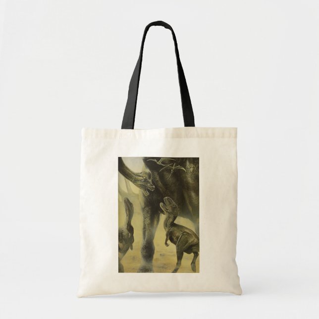 Vintage Dinosaurs, Torvosaurus and Brachiosaurus Tote Bag (Front)