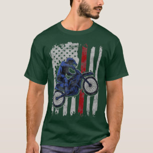 Vintage Dirt Bike Motocross American Flag 4th Of T-Shirt