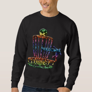 Vintage Disc Golf Art Disc Golfing Basket Colourfu Sweatshirt