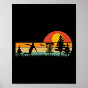Vintage Disc Golf Design Frisbee Golf Basket Tree Poster