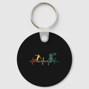 Vintage Disc Golf For Men Women Heartbeat Disc Gol Key Ring