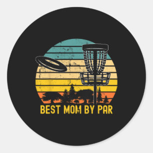 Vintage Disc Golf Mum Present - Best Mum By Par Di Classic Round Sticker