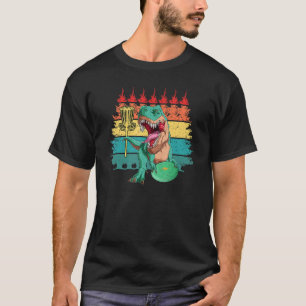 Vintage Disc Golf Player Dinosaur Disc Golf Basket T-Shirt