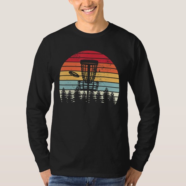 Vintage Disc Golf Retro Distressed Sunset T-Shirt (Front)