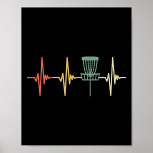 Vintage Disc Golf Retro Heartbeat Gift Disc Golf Poster