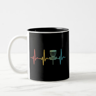 Vintage Disc Golf Retro Heartbeat Gift Disc Golf Two-Tone Coffee Mug