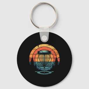 Vintage Disc Golf Sket Sunset Forest Silhouette Na Key Ring