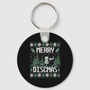 Vintage Disc Golf Ugly Christmas Merry Discmas Par Key Ring