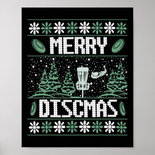 Vintage Disc Golf Ugly Christmas Merry Discmas Par Poster